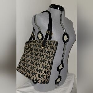 Michael Kors Jet Set Medium Tote MK Logo Canvas Shoulder Bag